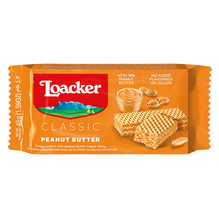 Loacker Peanut Butter Wafers 45G 12Ct