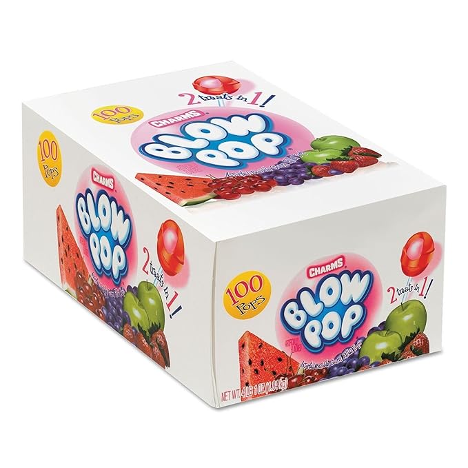 CHARMS BLOW ASSORTED POP WITH GUM 100CT