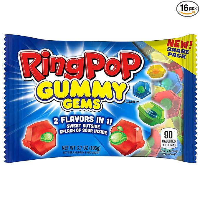 Ring Pop Gummy Gems 3.7 Oz / 16 Ct