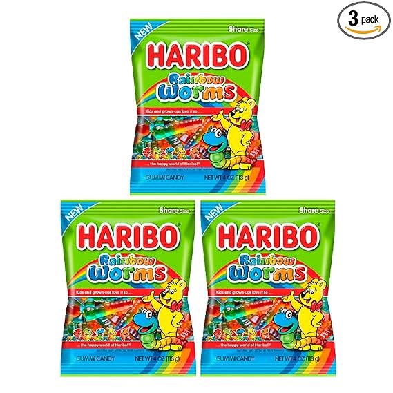 Haribo Rainbow Worms 5 Oz / 1 Bag