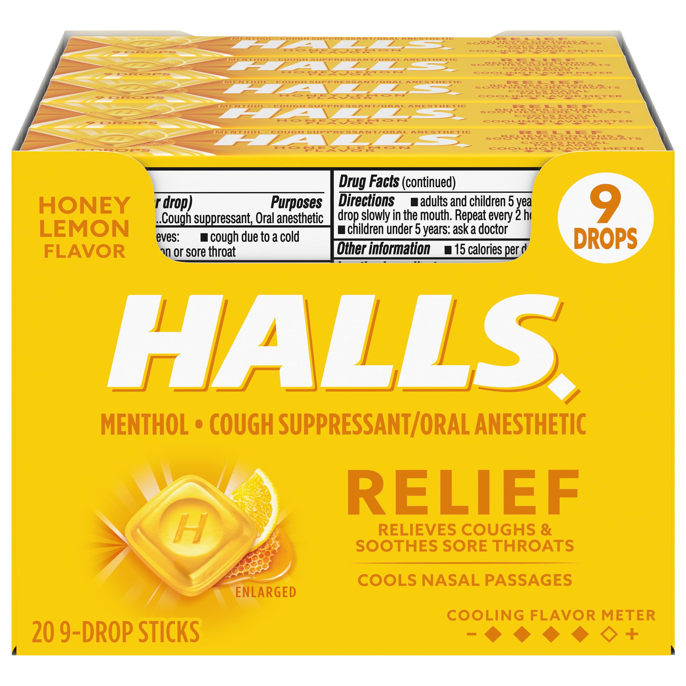 HALLS MENTHOL LYPTUS HONEY LEMON 20 CT