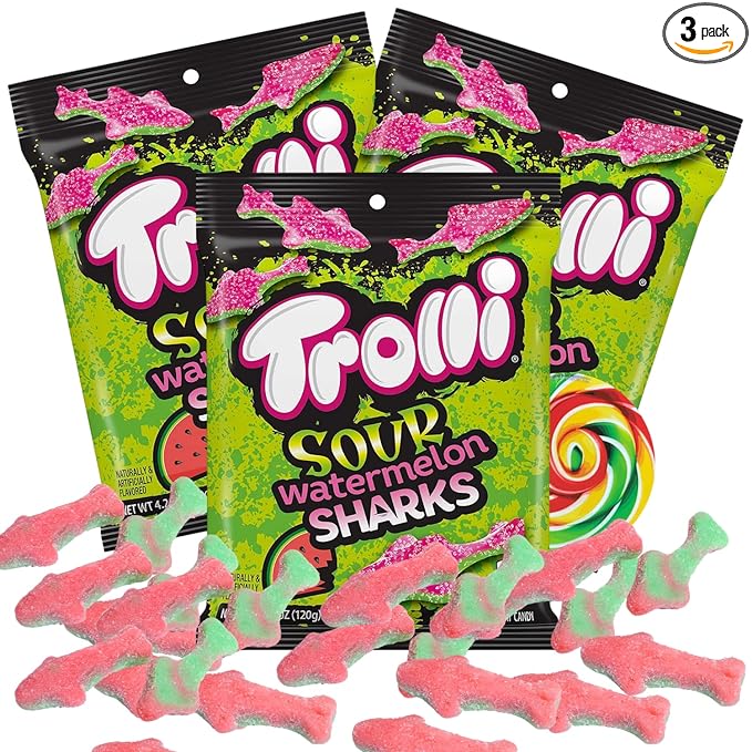 Trolli Sour Sharks Watermelon 3 Oz Bag / 12Ct