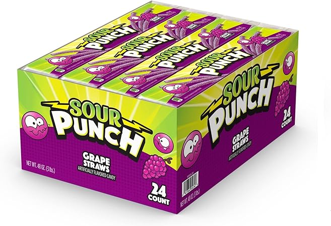 Sour Punch Straws 24 Ct Grape