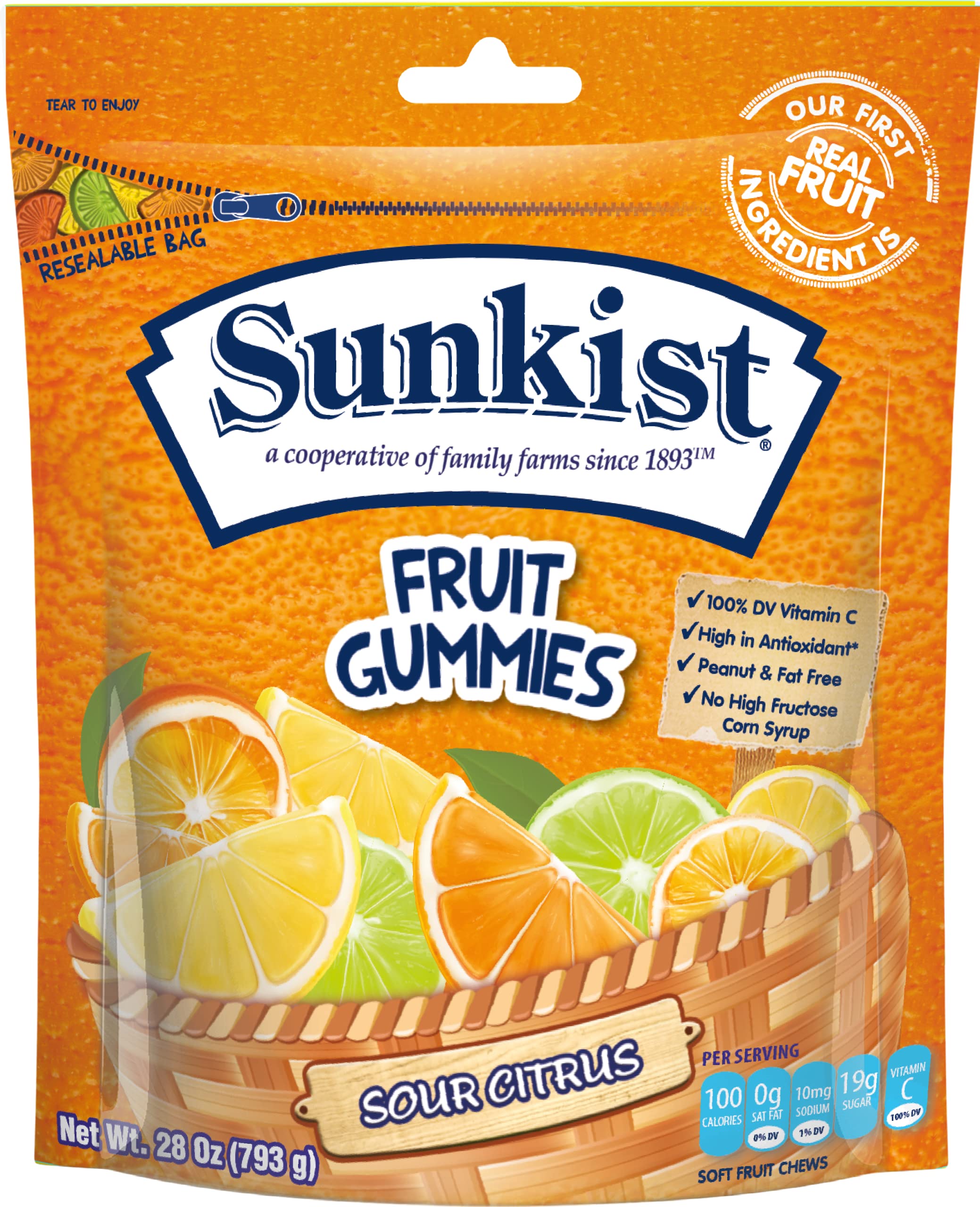 Sunkist Gummies Sour Citrus 24 Ct