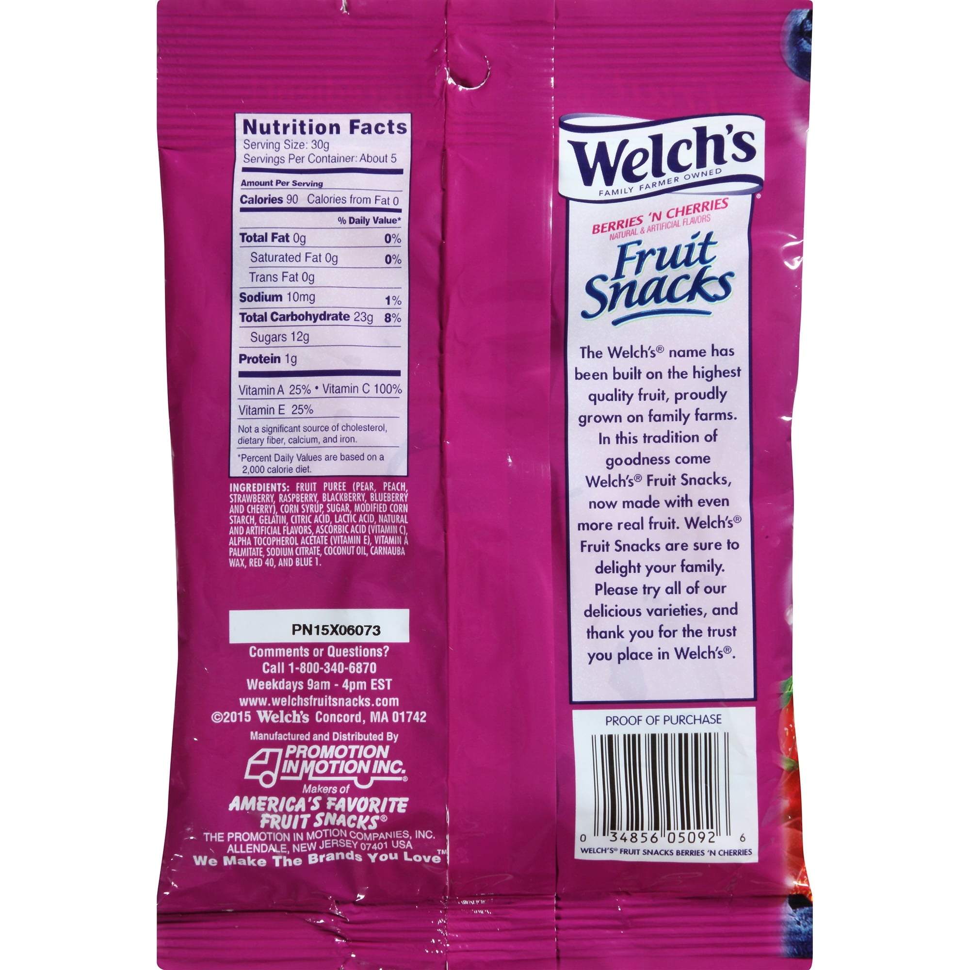 Welchs Berries 'N Cherries 5 Oz / 12 Ct