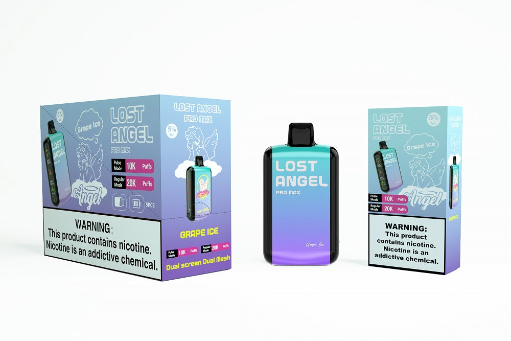 Lost Angel 20K Rechargeable Disposable | 5% Nicotine | 20000 Puffs | 5 Count Display | GRAPE ICE