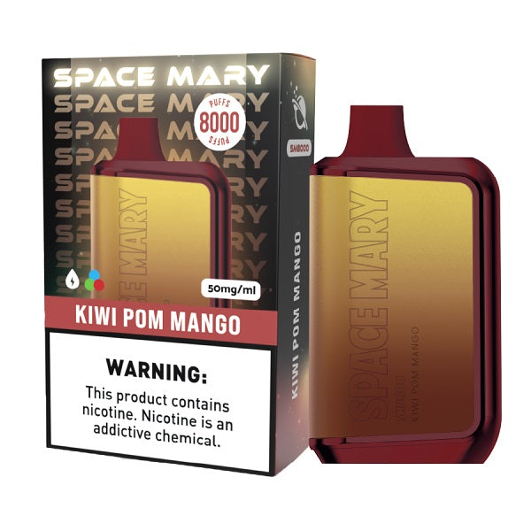 Space Mary SM8000 Rechargeable Disposable | 8000 Puffs | 5% Nicotine | 10 Count Display | Kiwi Pom Mango