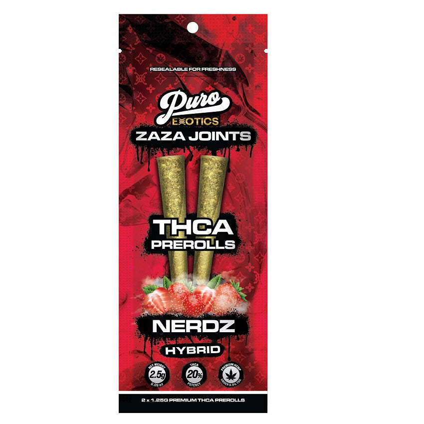 Puro Exotics ZAZA Joints THCA Prerolls | 1.25 x 2 | 10 Count Display