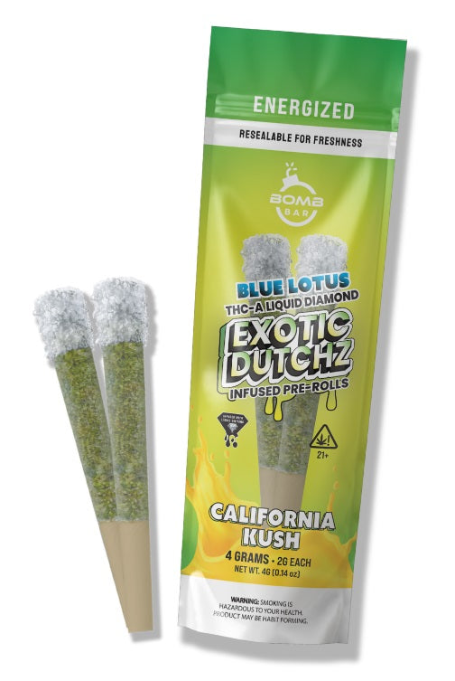 Bomb Bar Blue Lotus Exotic Dutchz THCA Diamond Dipped Prerolls | 2 x 2 Grams | 10 Count Display