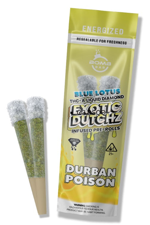 Bomb Bar Blue Lotus Exotic Dutchz THCA Diamond Dipped Prerolls | 2 x 2 Grams | 10 Count Display