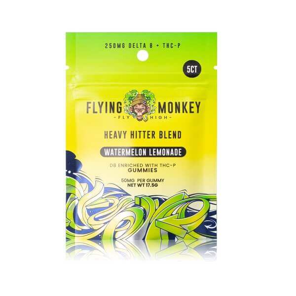 Flying Monkey D8 + THC-P Heavy Hitter Gummies | 5 Pack | 20 Count Display | Watermelon Lemonade