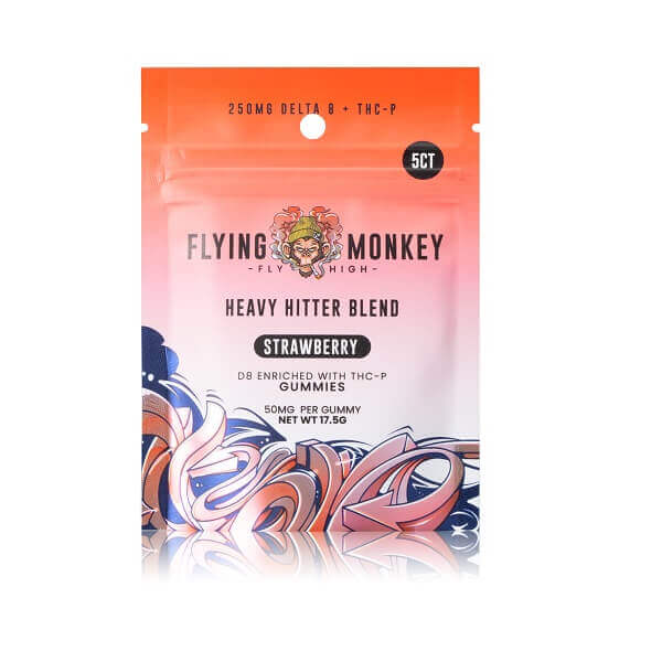 Flying Monkey D8 + THC-P Heavy Hitter Gummies | 5 Pack | 20 Count Display | Strawberry