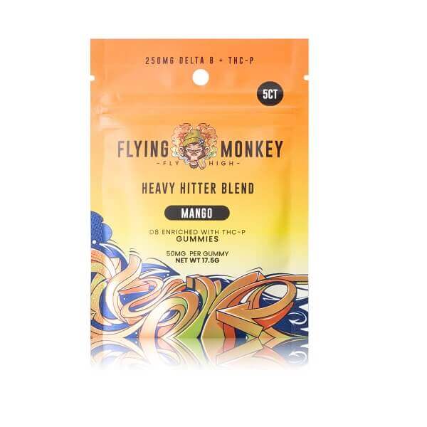 Flying Monkey D8 + THC-P Heavy Hitter Gummies | 5 Pack | 20 Count Display | Mango