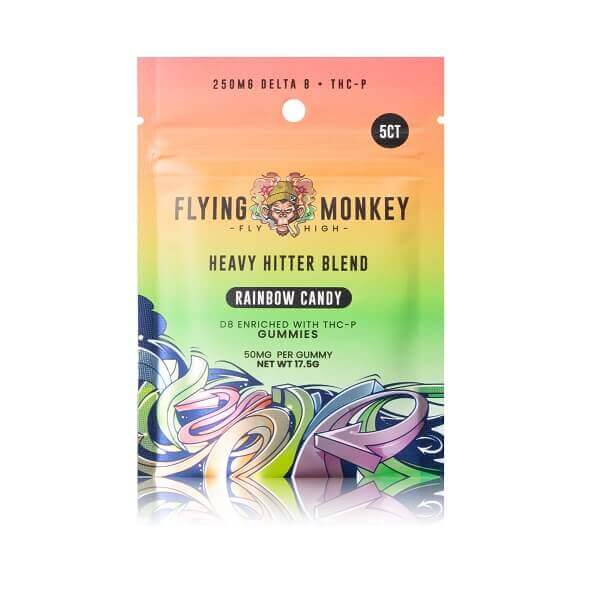 Flying Monkey D8 + THC-P Heavy Hitter Gummies | 5 Pack | 20 Count Display | Rainbow Candy