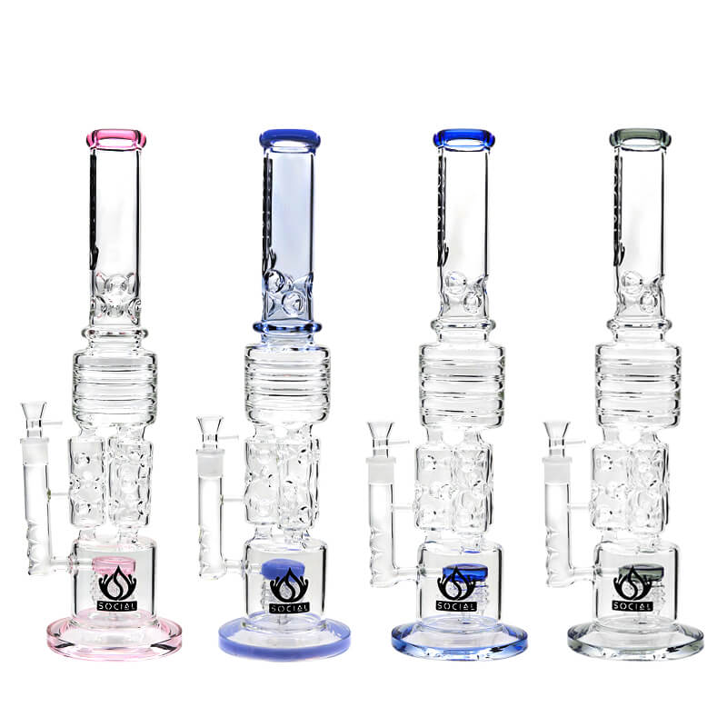 Social LICH KING Triple Ice Catcher Waterpipe (A950) | 21 inch | Assorted Colors