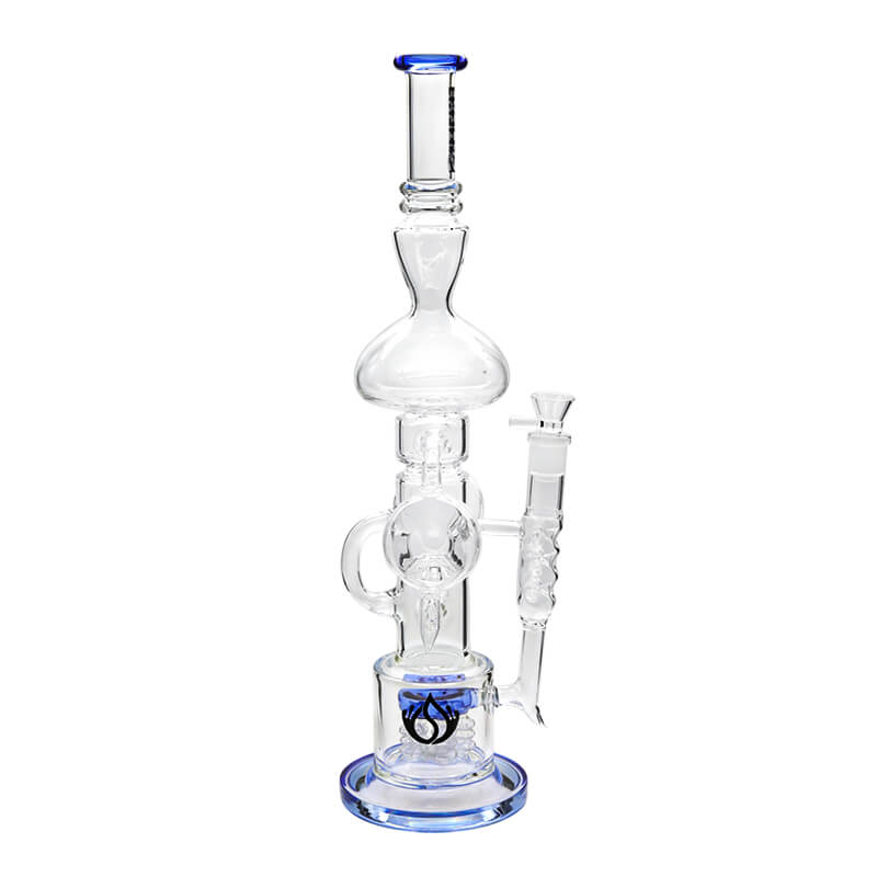 Social OBSIDIAN Dual Orb Button Perc Waterpipe (A895) | 20 inch | Assorted Colors