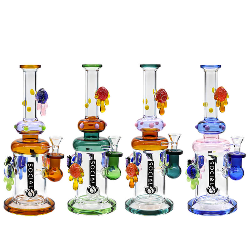 Social SPECTRE Glass on Glass Waterpipe (A698) | 11 inch | Assorted Colors