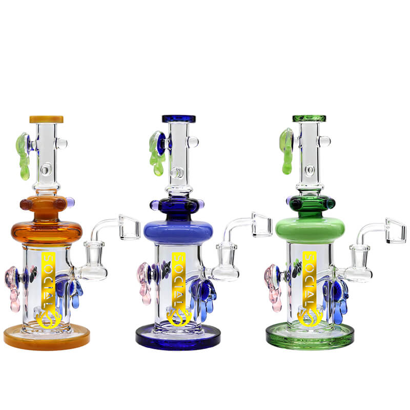 Social PANDORA with Diffuser Perc Full Worked Waterpipe (A-21)/(A-22) | 10 inch | Assorted Colors