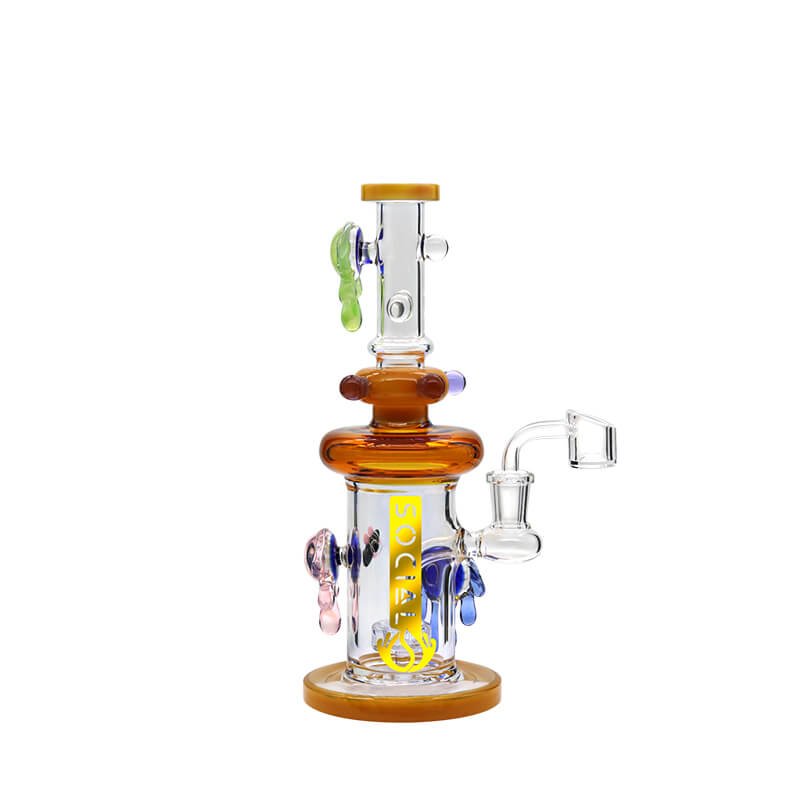 Social PANDORA with Diffuser Perc Full Worked Waterpipe (A-21)/(A-22) | 10 inch | Assorted Colors