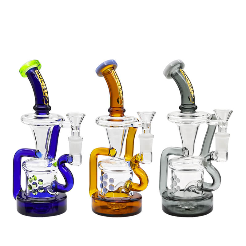 Social MAZU Conical Recycler Rig Waterpipe (A-01/A-02) | 8.5 inch | Assorted Colors