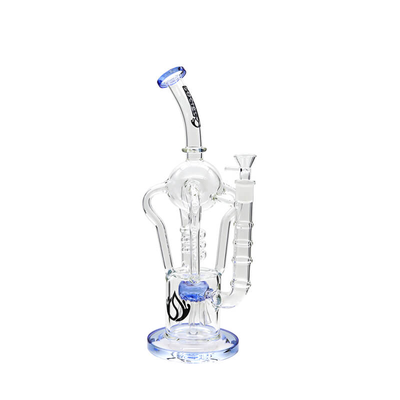 Social ORB with Middle Coil and Sprinkler Perc Recycler Waterpipe (A816) | 14 inch | Assorted Colors