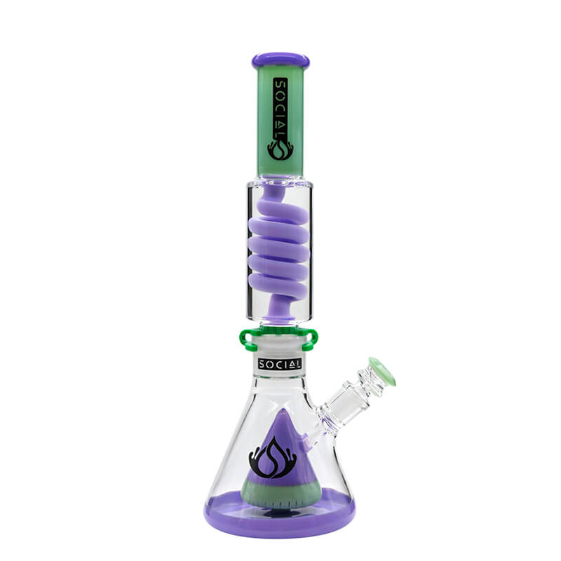 Social ADMIRAL Freezable Colored Cone Perc Beaker Waterpipe (A946) | 15 inch | Assorted Colors