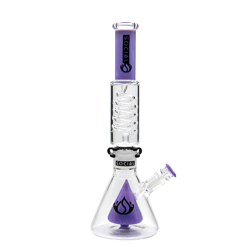 Social FURION Freezable Cone Perc Beaker Waterpipe (A944) | 15 inch | Assorted Colors