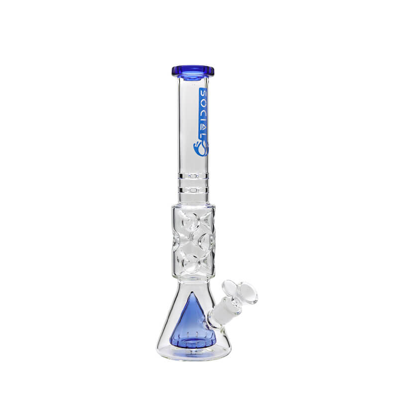 Social THANATOS Cone and Disc Perc Fab Egg Beam Beaker Waterpipe (A-12) | 14 inch | Assorted Colors