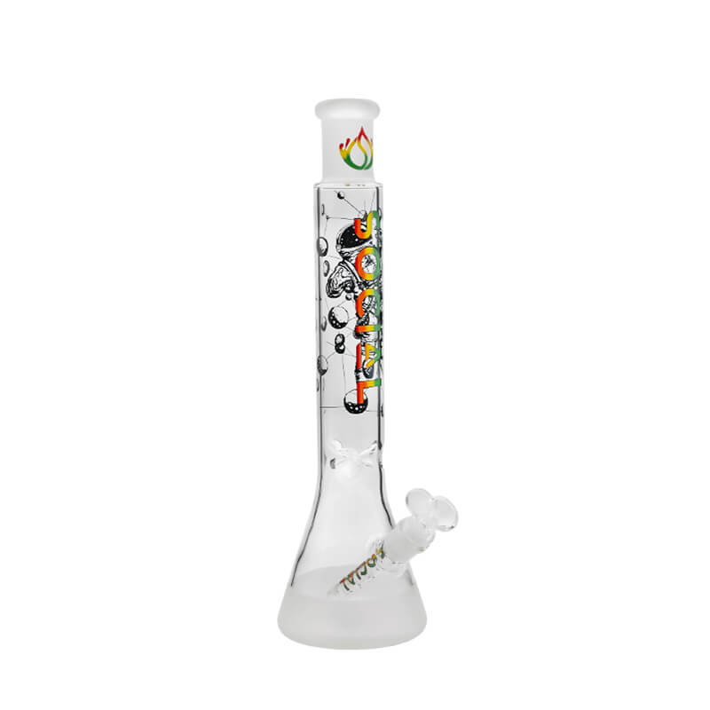 Social SPACE Frosted Printed Beaker Waterpipe (A-19) | 15 inch | Assorted Colors