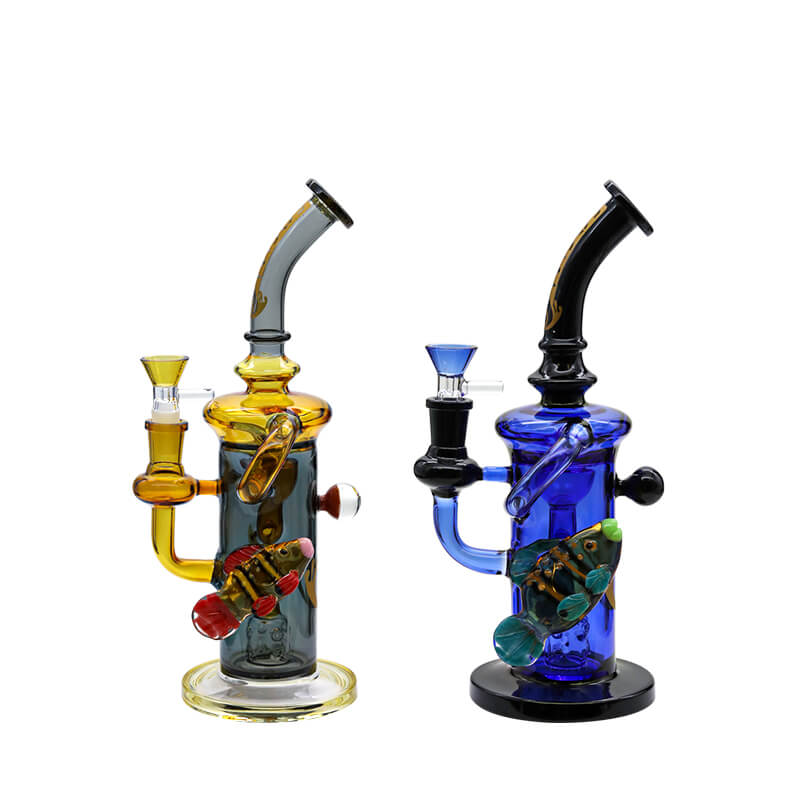 Social SCARLET Glass on Glass Recycler Waterpipe (MK-04) | 10 inch | Assorted Colors