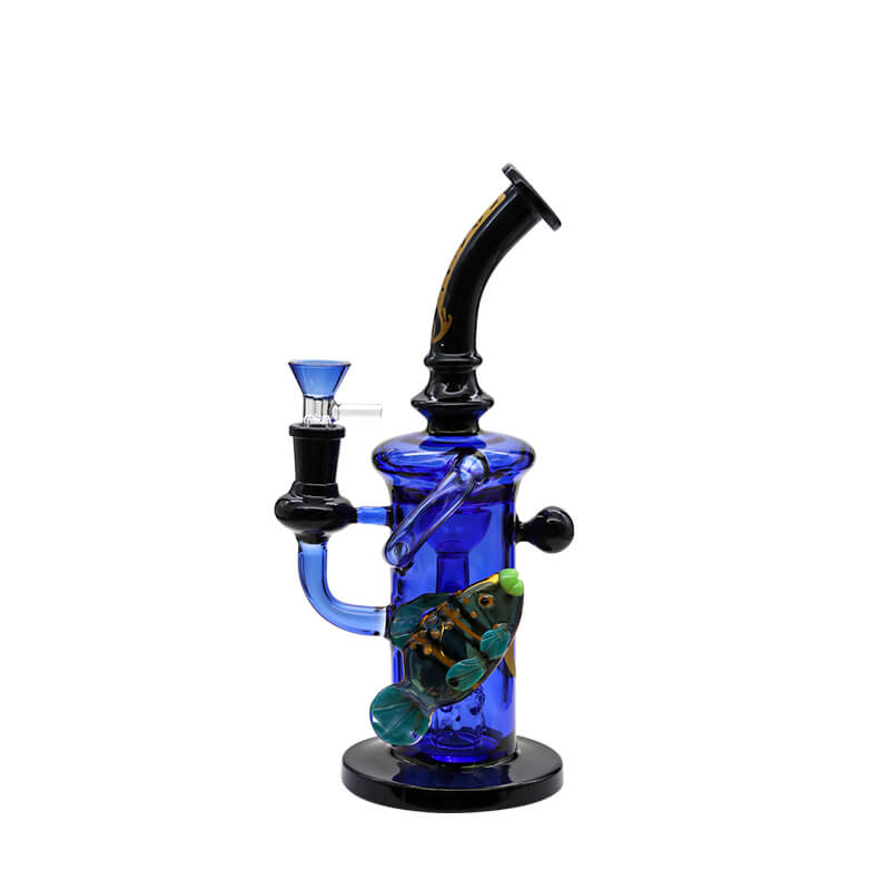 Social SCARLET Glass on Glass Recycler Waterpipe (MK-04) | 10 inch | Assorted Colors