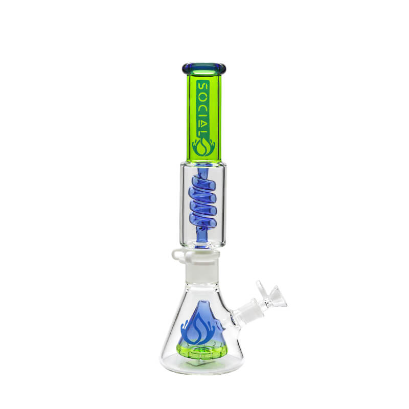 Social NYX Cone with Coil Perc 2 Joint Beaker Waterpipe (A-06/A-07/A-16) | 13 inch | Assorted Colors