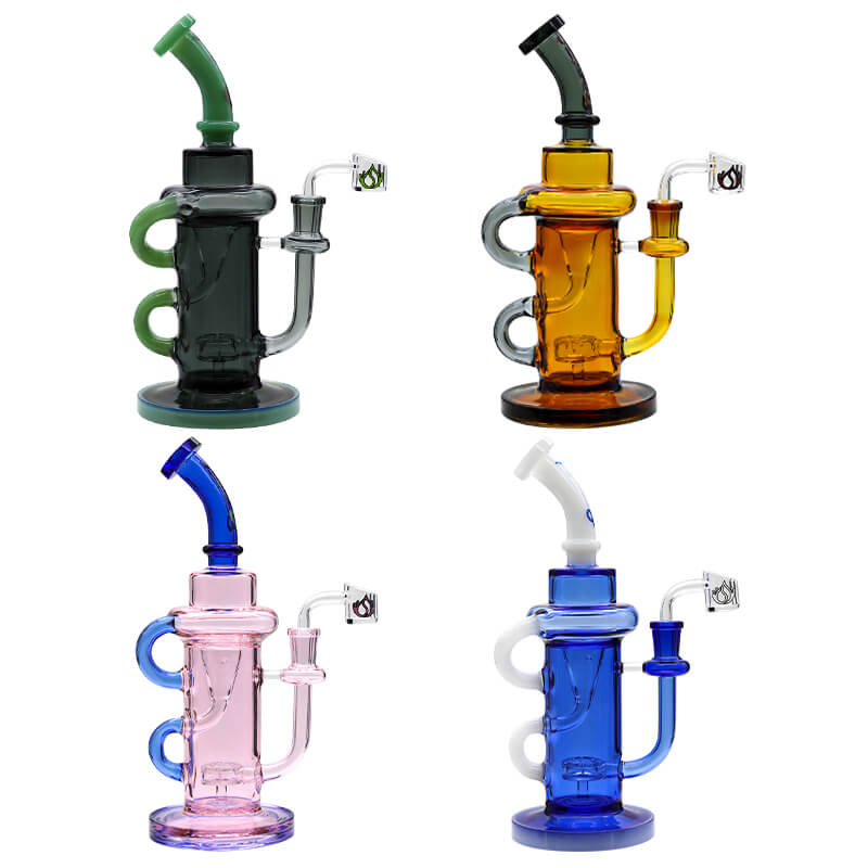 Social NECRONOMICON Dual Poly Recycler Rig Waterpipe (A7-12) | 10 inch | Assorted Colors