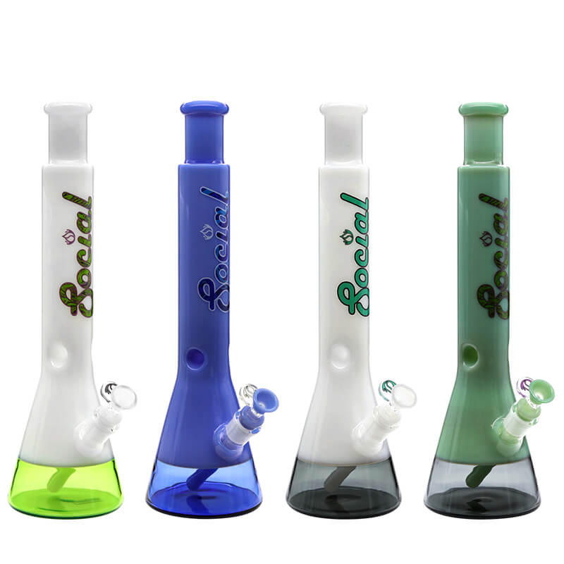 Social MARSHMELLOW Slyme Dual Colored Beaker Waterpipe (A7-02/A7-03) | 16 inch | Assorted Colors