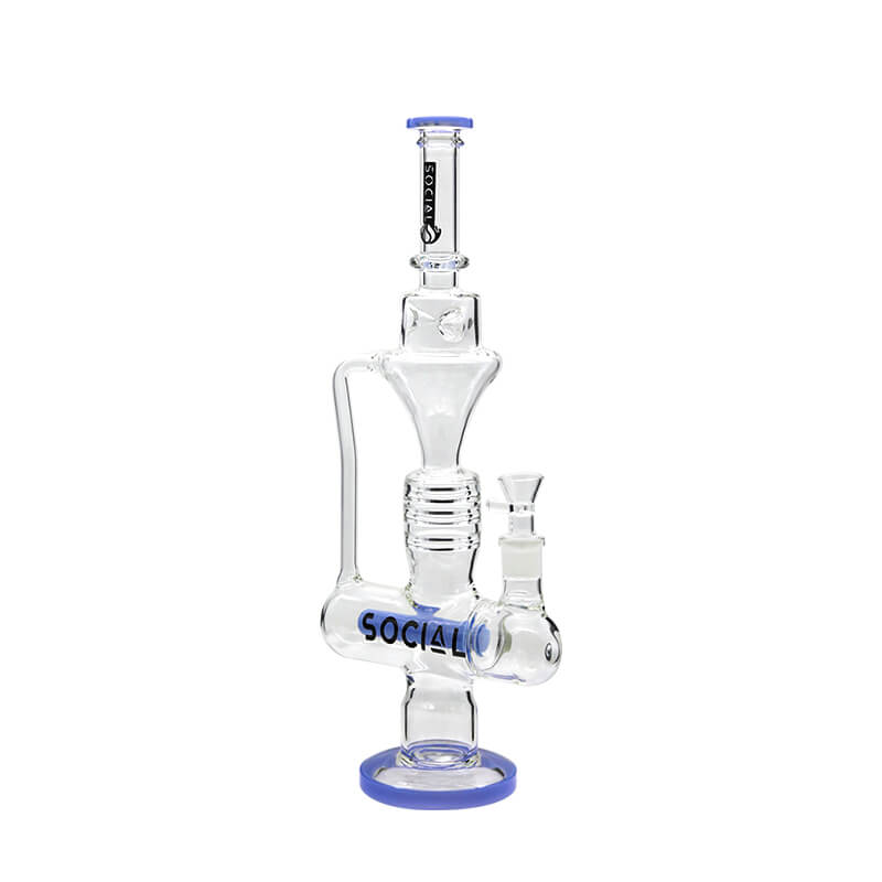 Social LYCAN Inline Perc Funnel Waterpipe (A859) | 18 inch | Assorted Colors