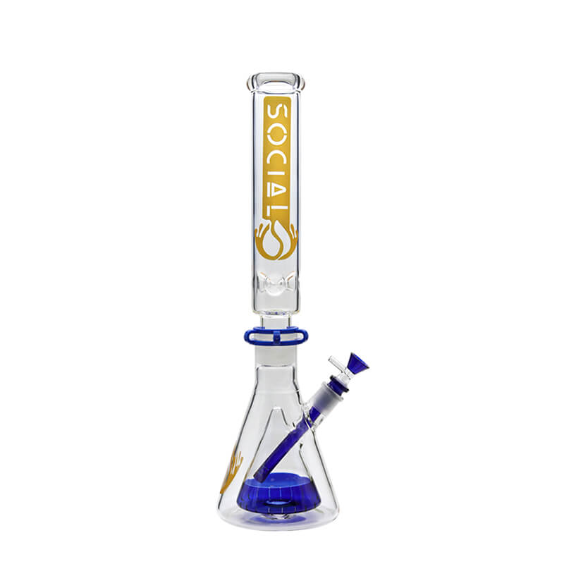 Social HADES with Cone Perc 2 Joint Beaker Waterpipe (MK-03) | 18 inch | Assorted Colors