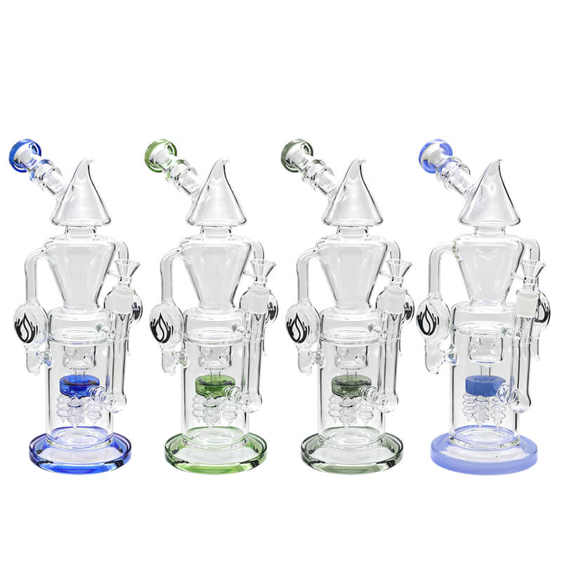 Social GYROCOPTER Pointed Top Recycler Waterpipe (A927) | 13 inch | Assorted Colors