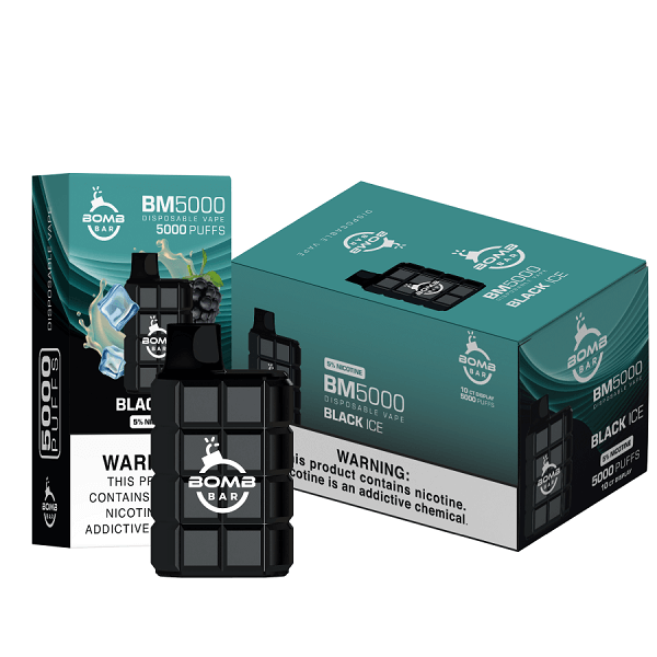 Bomb Bar BM5000 Disposable | 5% Nicotine | 5000 Puffs | 10 Count Display  | Black Ice