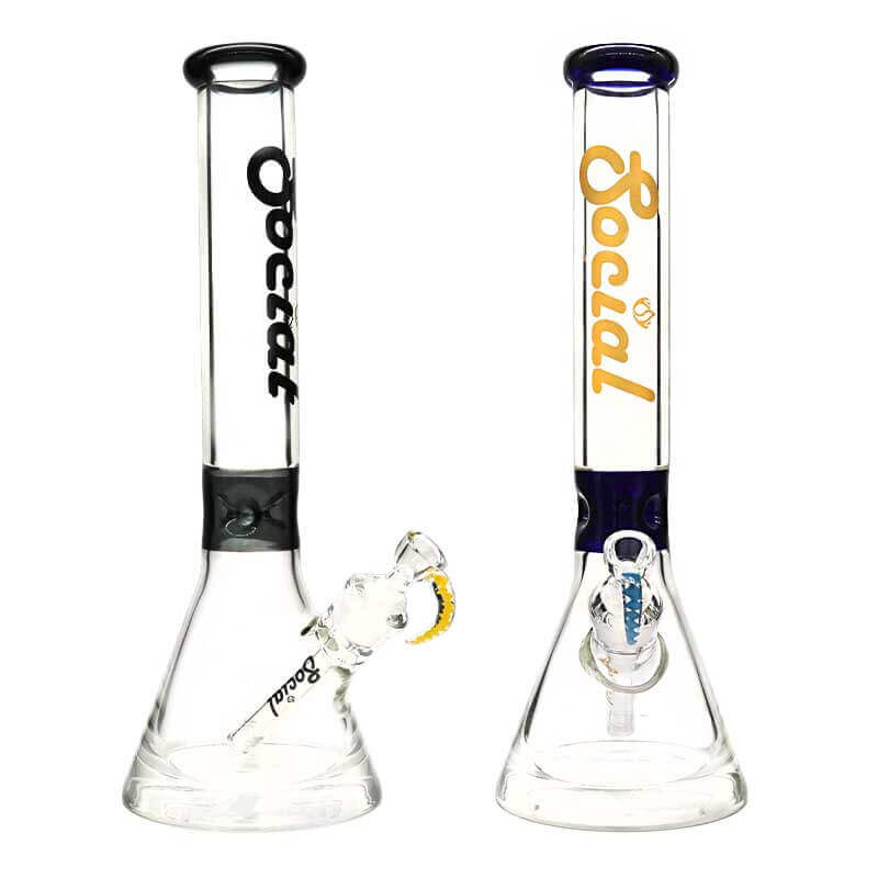 Social GLAUCUS 9mm Thick Base Beaker Waterpipe (CY-008) | 14 inch | Assorted Colors