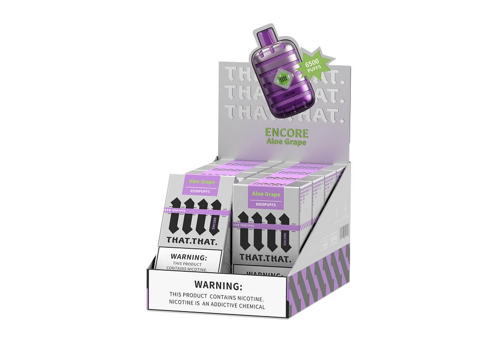 Encore THATTHAT Rechargeable Disposable | 5% Nicotine | 6500 Puffs | 10 Count Display | Aloe Grape