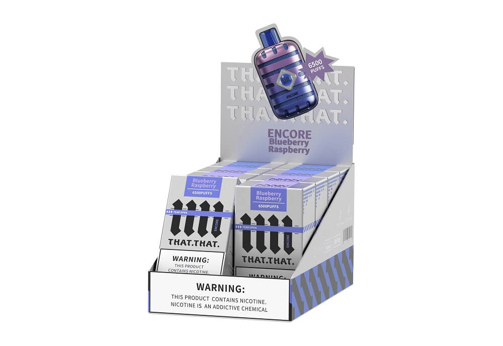 Encore THATTHAT Rechargeable Disposable | 5% Nicotine | 6500 Puffs | 10 Count Display | Blueberry Raspberry