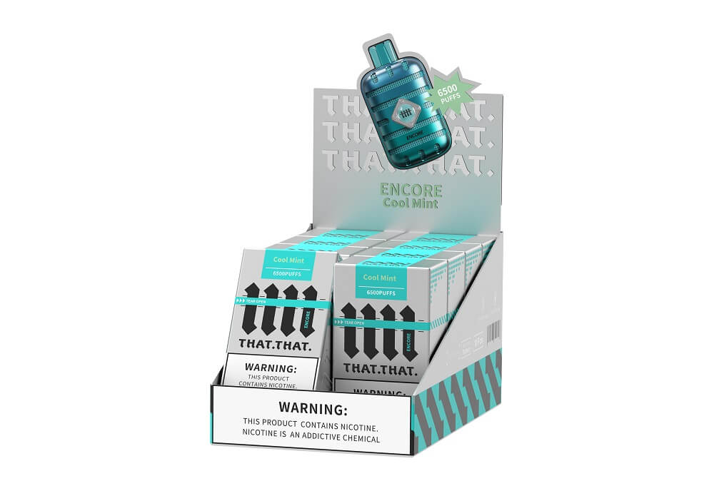 Encore THATTHAT Rechargeable Disposable | 5% Nicotine | 6500 Puffs | 10 Count Display | Cool Mint