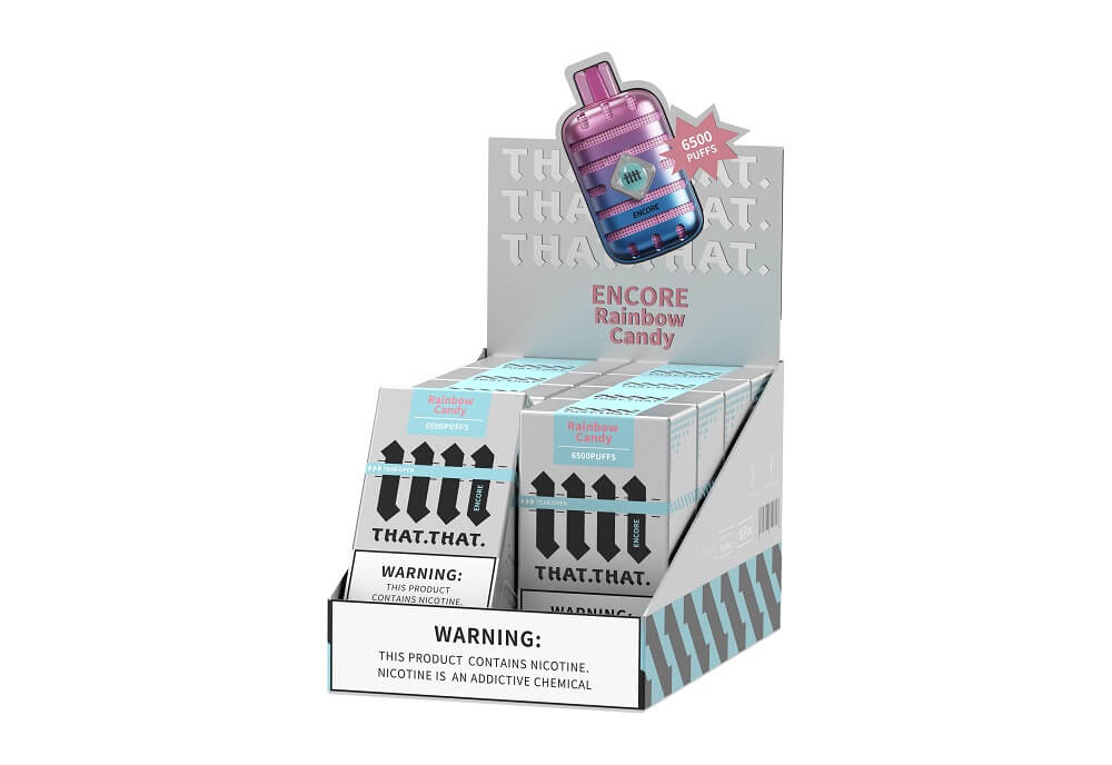 Encore THATTHAT Rechargeable Disposable | 5% Nicotine | 6500 Puffs | 10 Count Display | Rainbow Candy