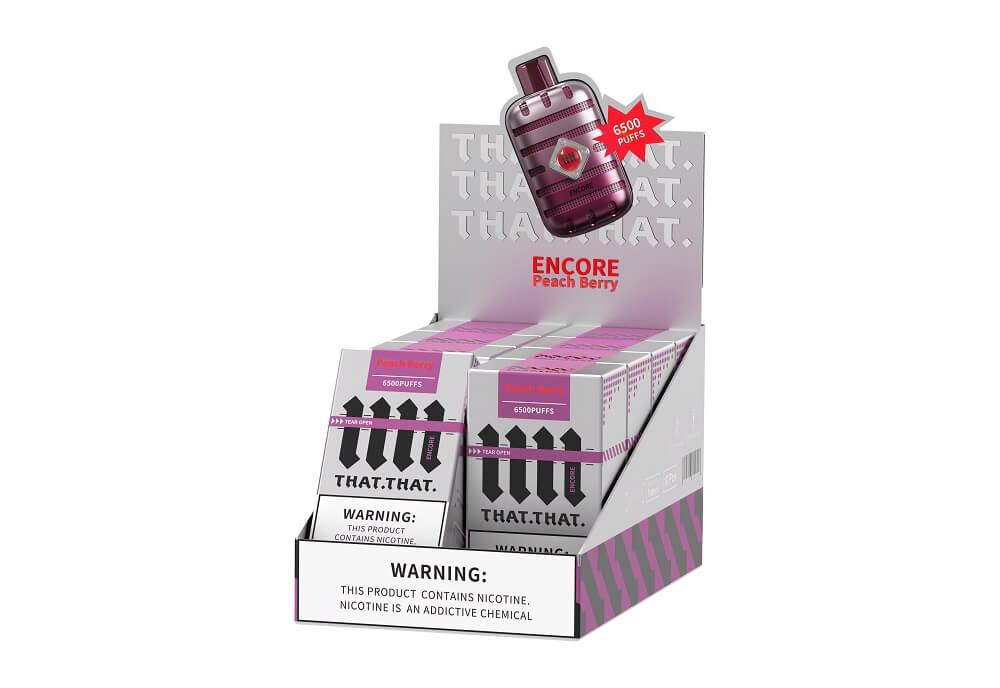 Encore THATTHAT Rechargeable Disposable | 5% Nicotine | 6500 Puffs | 10 Count Display | Peach Berry