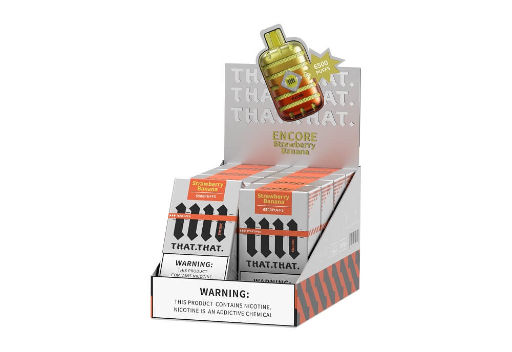 Encore THATTHAT Rechargeable Disposable | 5% Nicotine | 6500 Puffs | 10 Count Display | Strawberry Banana