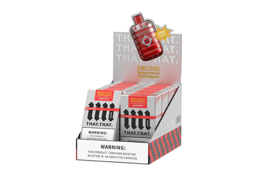 Encore THATTHAT Rechargeable Disposable | 5% Nicotine | 6500 Puffs | 10 Count Display | Watermelon Bubblegum