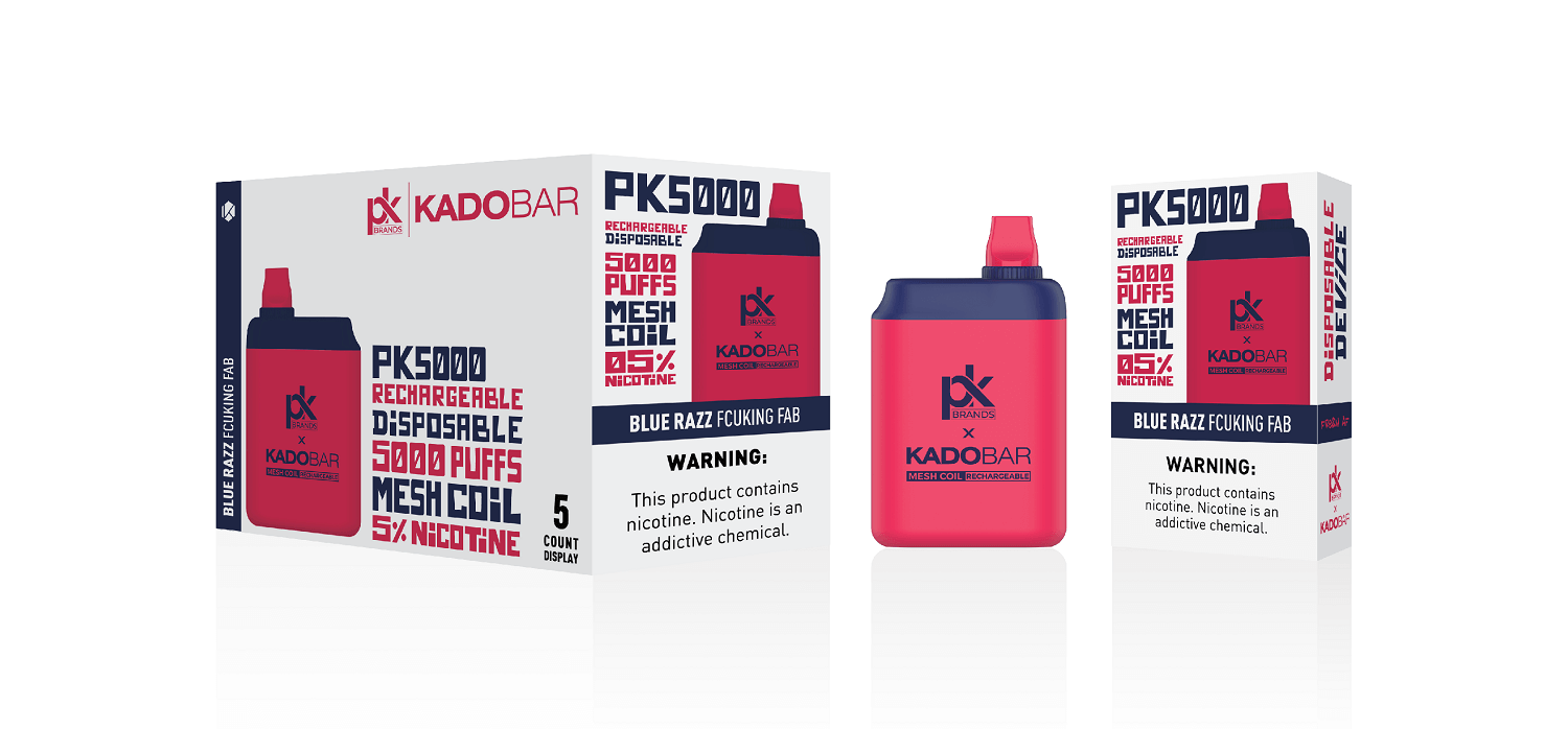 PK Brands X Kadobar PK5000 Disposable | 5% Nicotine | 5000 Puffs | 5 Count Display | Blue Razz Fcuking Fab