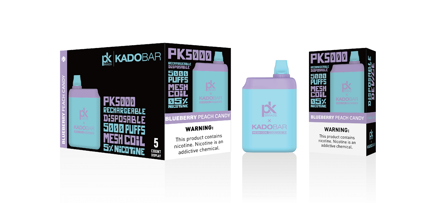 PK Brands X Kadobar PK5000 Disposable | 5% Nicotine | 5000 Puffs | 5 Count Display | Blueberry Peach Candy