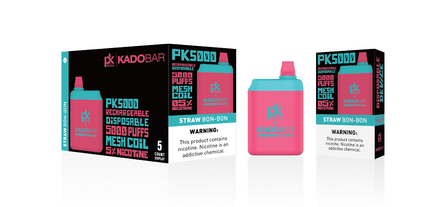 PK Brands X Kadobar PK5000 Disposable | 5% Nicotine | 5000 Puffs | 5 Count Display | Straw Bon-bon