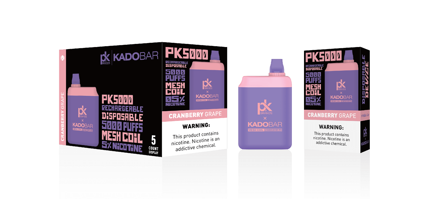 PK Brands X Kadobar PK5000 Disposable | 5% Nicotine | 5000 Puffs | 5 Count Display | Cranberry Grape